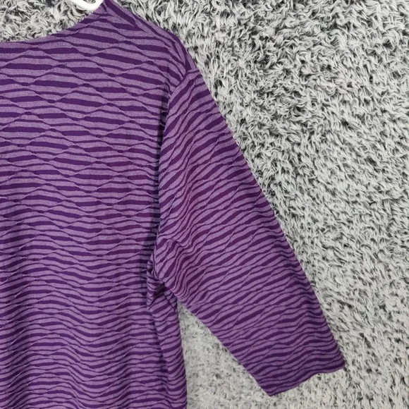 Chicos Womens 3 XL Purple Abstract Striped 3/4 Sleeve Shirt Top Resort Vacation - Picture 12 of 16